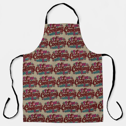I love cooking with you printed apron エプロン (正面)