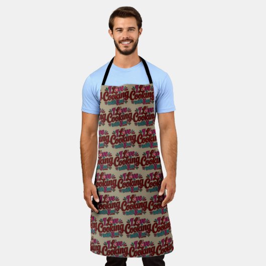 I love cooking with you printed apron エプロン (着用した状態)