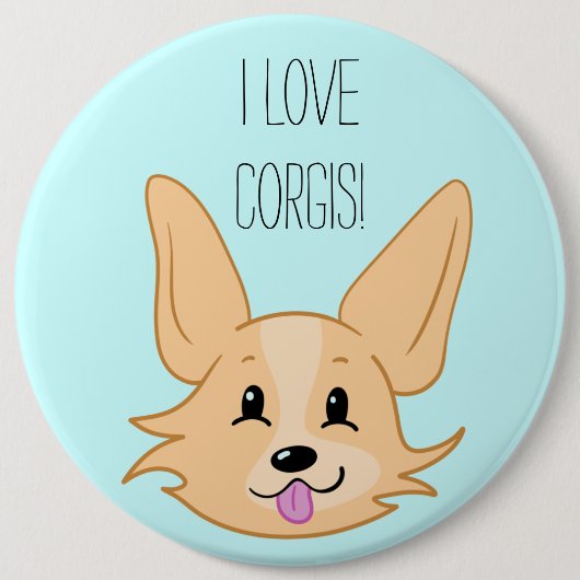 I Love Corgisボタン 缶バッジ (正面)