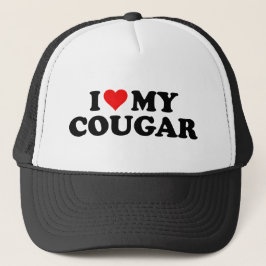 I Love Cougars おもしろい Cougar Valentine's Day 3 WH1 キャップ