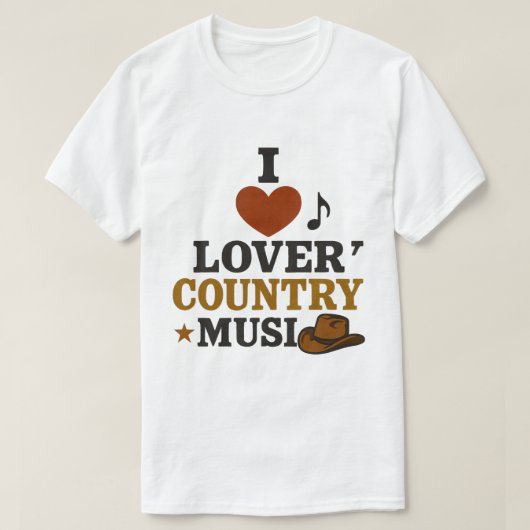 I Love Country MusicホワイトTシャツ Tシャツ (デザイン正面)