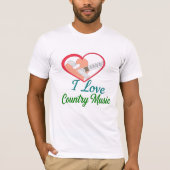 I Love Country Music -ハートとギターデザイン Tシャツ (正面)