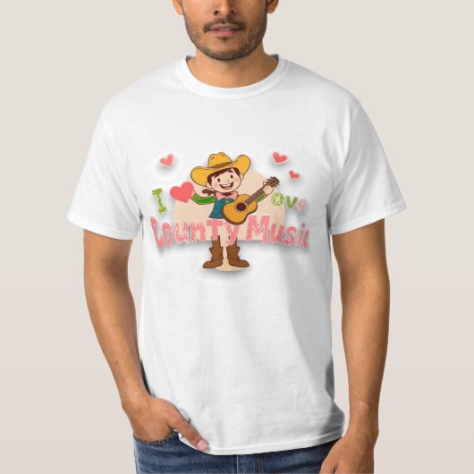 I Love Country Music -ヴィンテージウェスタンデザイン Tシャツ (正面)