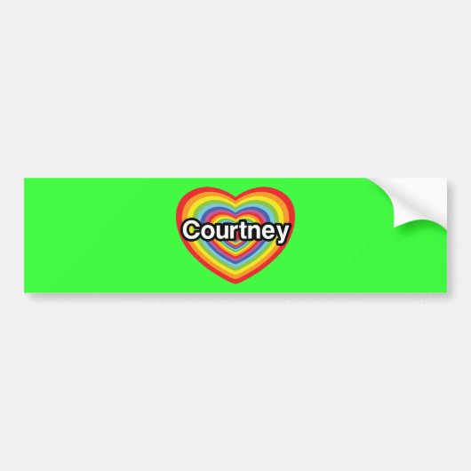 I love Courtney:レインボーハート バンパーステッカー (正面)