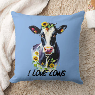 I Love Cows Sunflowers Farm Country クッション