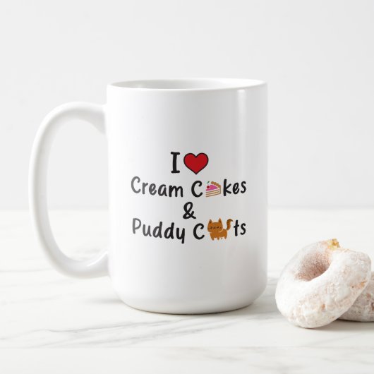 I Love Cream Cakes & Puddy Cats コーヒーマグカップ (ドーナツ)