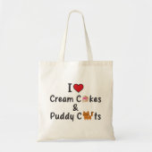 I Love Cream Cakes & Puddy Cats トートバッグ (正面)