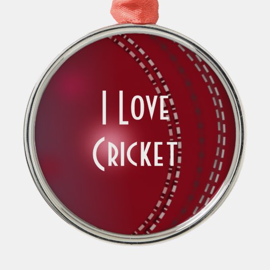 I Love Cricket，カスタムデザイン， メタルオーナメント (正面)
