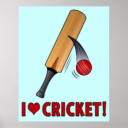 I Love Cricket Bat and Ball ポスター (正面)