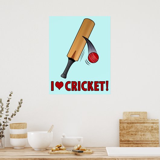 I Love Cricket Bat and Ball ポスター (キッチン)