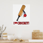 I Love Cricket Bat and Ball ポスター (キッチン)