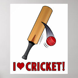 I Love Cricket Bat and Ball ポスター