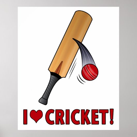 I Love Cricket Bat and Ball ポスター (正面)