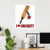 I Love Cricket Bat and Ball ポスター (ホームオフィス)