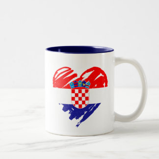 I Love Croatia – クロアチア国旗のハート ツートーンマグカップ