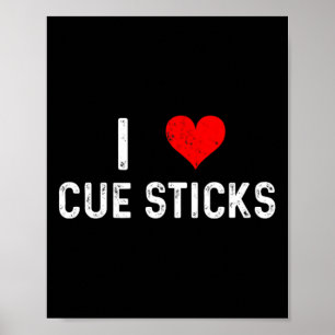 I Love Cue Stick -ハート – ビリ動揺してヤードP ポスター