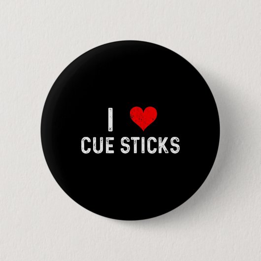 I Love Cue Stick -ハート – ビリ動揺してヤードP 缶バッジ (正面)