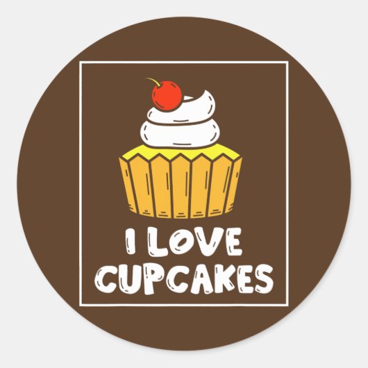 I Love Cupcakes Cute Lover Cupcake Eat  ラウンドシール (正面)
