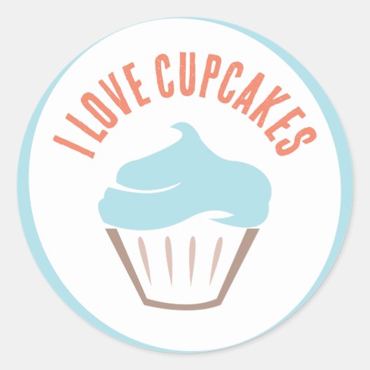 I Love Cupcakes Sticker ラウンドシール (正面)