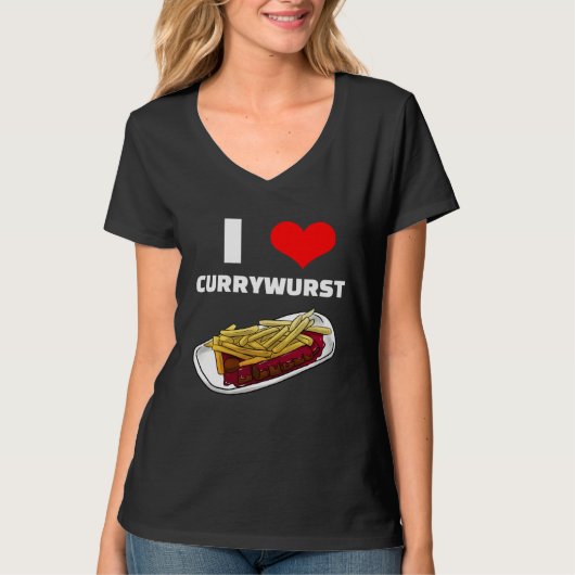 I Love Currywurst Bratwurst Fast Food Tシャツ (正面)