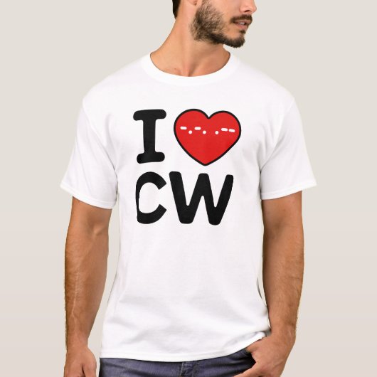 I Love CW Continuous Wave Morse Code Tシャツ (正面)