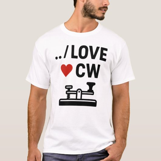 I Love CW - Morse Code Ham Radio Afiast Tシャツ (正面)