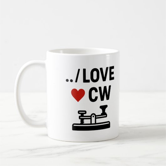I Love CW - Morse Code Ham Radio Passion コーヒーマグカップ (左)