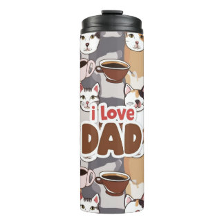 "I Love Dad" Cat & Coffee Seamless Pattern - Fathe タンブラー