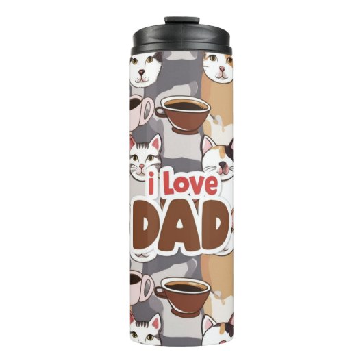 "I Love Dad" Cat & Coffee Seamless Pattern - Fathe タンブラー (正面)