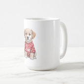 I Love Dad Cute Puppy Dog with Paw Prints コーヒーマグカップ (正面右)