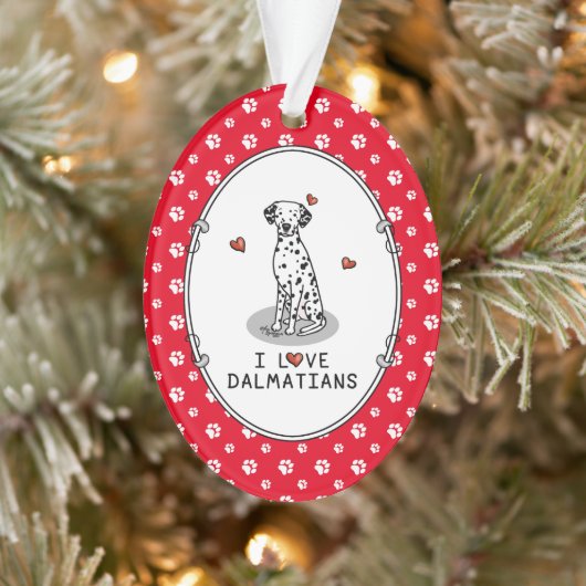 I Love Dalmatians (黒1)ハートかわいい オーナメント (ツリー)