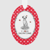 I Love Dalmatians (黒1)ハートかわいい オーナメント (正面)
