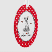 I Love Dalmatians (黒1)ハートかわいい オーナメント (正面)