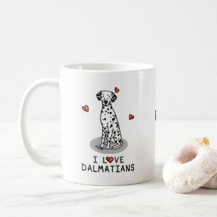 I Love Dalmatians (黒1)ハートかわいい コーヒーマグカップ