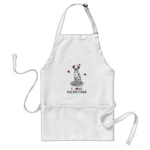 I Love Dalmatians (黒1)ハートかわいい スタンダードエプロン