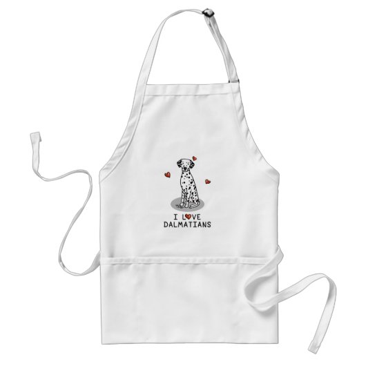I Love Dalmatians (黒1)ハートかわいい スタンダードエプロン (正面)
