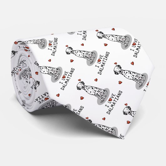 I Love Dalmatians （黒1）ハートかわいい ネクタイ (ロール)