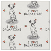 I Love Dalmatians (黒1)ハートかわいい ファブリック (クローズアップ)