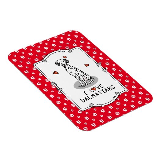 I Love Dalmatians （黒1）ハートかわいい マグネット (右側)