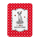 I Love Dalmatians （黒1）ハートかわいい マグネット (縦)