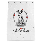 I Love Dalmatians (黒1)ハートかわいい ミディアムペーパーバッグ (裏面)