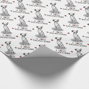 I Love Dalmatians (黒1)ハートかわいい ラッピングペーパー