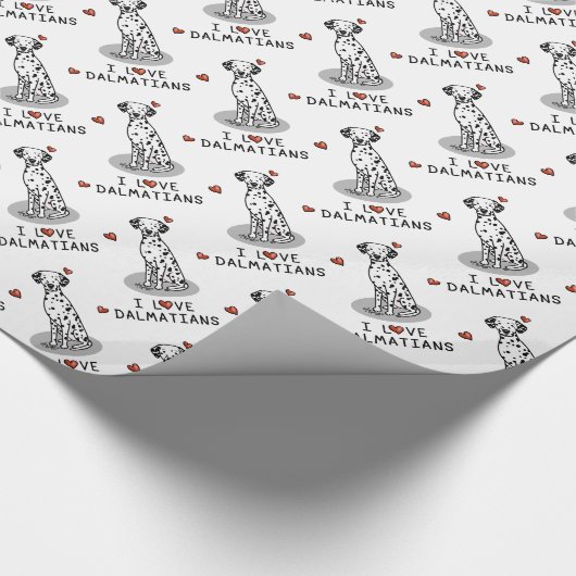 I Love Dalmatians (黒1)ハートかわいい ラッピングペーパー (コーナー)