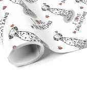 I Love Dalmatians (黒1)ハートかわいい ラッピングペーパー (ロールコーナー)