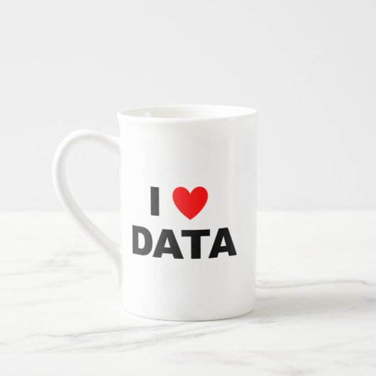 I Love Data Bone China Mug | Geek Coffee Cup ボーンチャイナマグカップ (左)