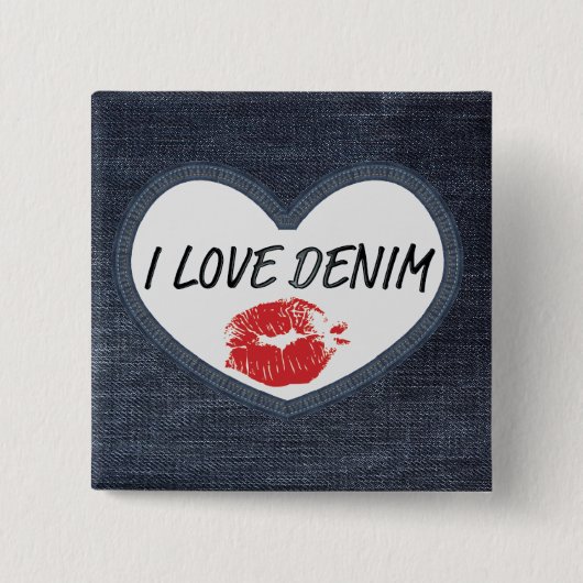 I Love Denim 5.1 cm （2インチ）スクエアバッジ 缶バッジ (正面)