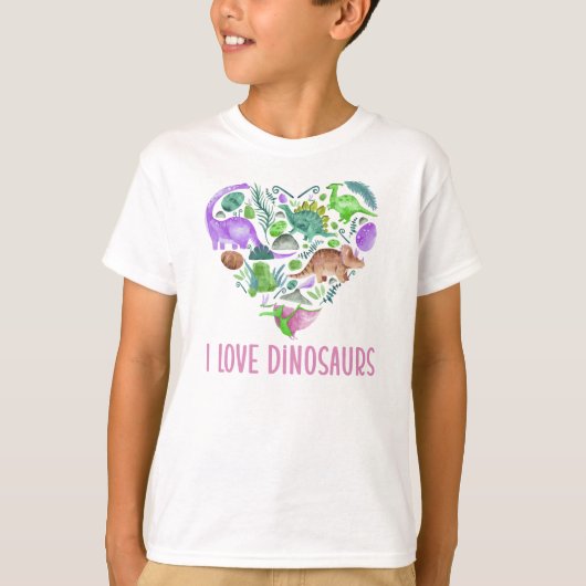 I Love Dinosaurs, Dinosaur Heart Valentine Tシャツ (正面)