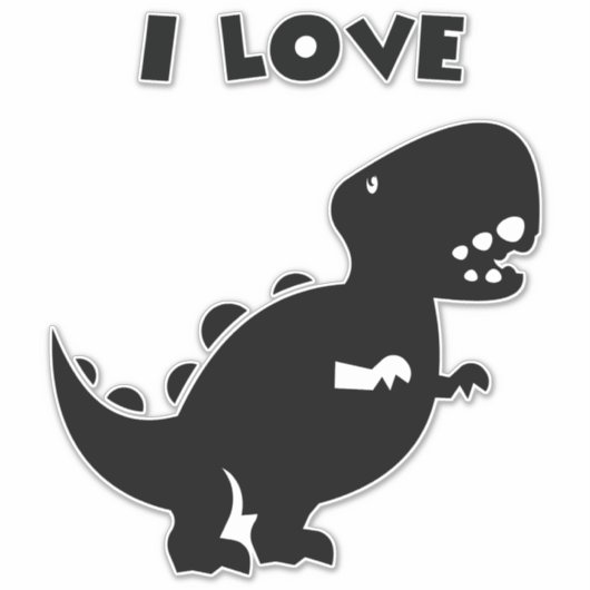 I Love Dinosaurs tyrannosaurus rex Silhouette Art  シール (正面)