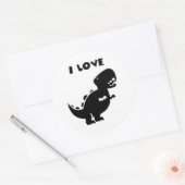 I Love Dinosaurs tyrannosaurus rex Silhouette Art ラウンドシール (封筒)