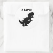 I Love Dinosaurs tyrannosaurus rex Silhouette Art ラウンドシール (バッグ)